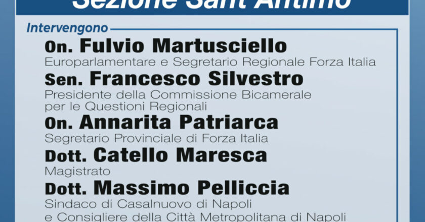 Forza Italia apre una nuova sede a Sant’Antimo: appuntamento sabato 9 novembre